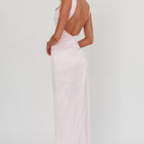 Kamillia Boat Neck Split Maxi Dress Ice Pink