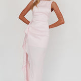 Kamillia Boat Neck Split Maxi Dress Ice Pink