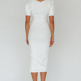 Valette Puff Sleeve Midi Dress White