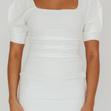 Valette Puff Sleeve Midi Dress White