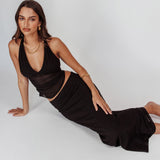 Lorely Mesh Maxi Skirt Black