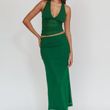 Lorely Mesh Maxi Skirt Forest Green