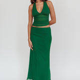 Lorely Mesh Maxi Skirt Forest Green
