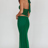 Lorely Mesh Maxi Skirt Forest Green