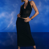 Lorely Mesh Halterneck Top Black