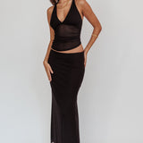 Lorely Mesh Halterneck Top Black
