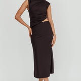 Lorely Boat Neck Cut Out Midi Dress Black