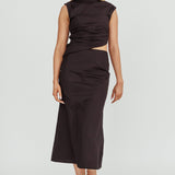 Lorely Boat Neck Cut Out Midi Dress Black