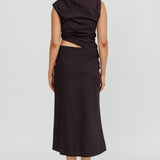 Lorely Boat Neck Cut Out Midi Dress Black