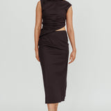 Lorely Boat Neck Cut Out Midi Dress Black