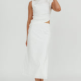 Lorely Boat Neck Cut Out Midi Dress White