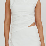 Lorely Boat Neck Cut Out Midi Dress White