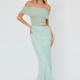 Lorely Off-Shoulder Midi Dress Sage