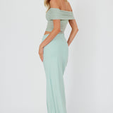 Lorely Off-Shoulder Midi Dress Sage
