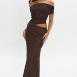 Lorely Off-Shoulder Midi Dress Chocolate