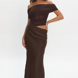 Lorely Off-Shoulder Midi Dress Chocolate