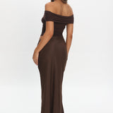 Lorely Off-Shoulder Midi Dress Chocolate