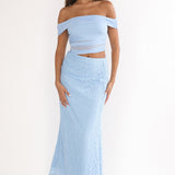Lorely Off-Shoulder Lace Maxi Dress Blue