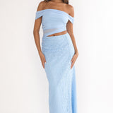 Lorely Off-Shoulder Lace Maxi Dress Blue