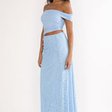 Lorely Off-Shoulder Lace Maxi Dress Blue