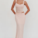 Lorely Mesh Waist Maxi Dress Baby Pink