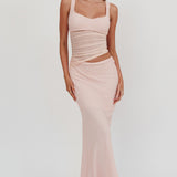 Lorely Mesh Waist Maxi Dress Baby Pink