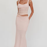 Lorely Mesh Waist Maxi Dress Baby Pink