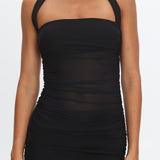 Lorely Halterneck Mesh Maxi Dress Black