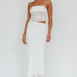 Lorely Ruched Bodice Midi Dress Vanilla
