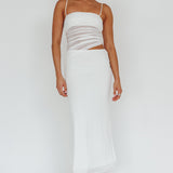 Lorely Ruched Bodice Midi Dress Vanilla