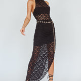 Tokyo Dreams Lace Halter Maxi Dress Black