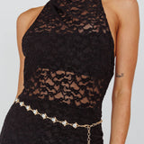 Tokyo Dreams Lace Halter Maxi Dress Black