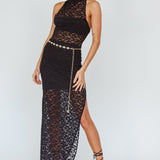 Tokyo Dreams Lace Halter Maxi Dress Black