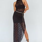 Tokyo Dreams Lace Halter Maxi Dress Black