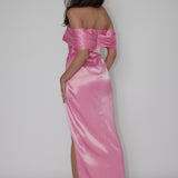 Amaryllis Off-Shoulder Twist Maxi Dress Pink