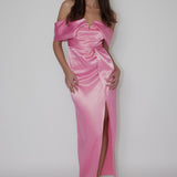 Amaryllis Off-Shoulder Twist Maxi Dress Pink