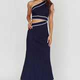 Mahli One-Shoulder Cut-Out Maxi Dress Dark Denim