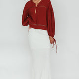 Waltz Long Sleeve Embroidery Trim Top Tobacco