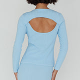 Rossana Twist Neck Keyhole Top Blue