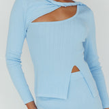 Rossana Twist Neck Keyhole Top Blue