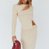 Rossana Twist Neck Keyhole Top Butter