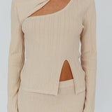 Rossana Twist Neck Keyhole Top Butter
