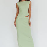 Rossana Ribbed Maxi Skirt Sage