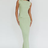 Rossana Ribbed Maxi Skirt Sage