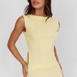 Rossana Asymmetric Hem Keyhole Top Butter
