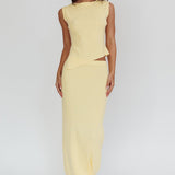 Rossana Asymmetric Hem Keyhole Top Butter