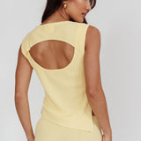 Rossana Asymmetric Hem Keyhole Top Butter