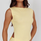 Rossana Asymmetric Hem Keyhole Top Butter