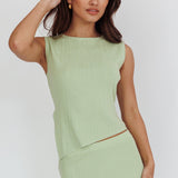 Rossana Asymmetric Hem Keyhole Top Sage