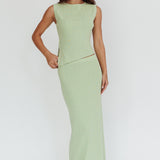 Rossana Asymmetric Hem Keyhole Top Sage